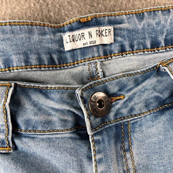 LiquorNPoker Womens Sz8 High Rise Tuxedo Jeans, Skinny, High Waist, Light Wash - Picture 3 of 9